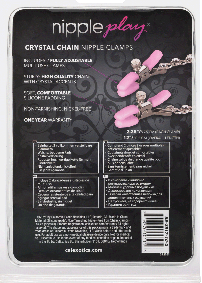CalExotics Nipple Play Crystal Chain Nipple Clamps - Pink