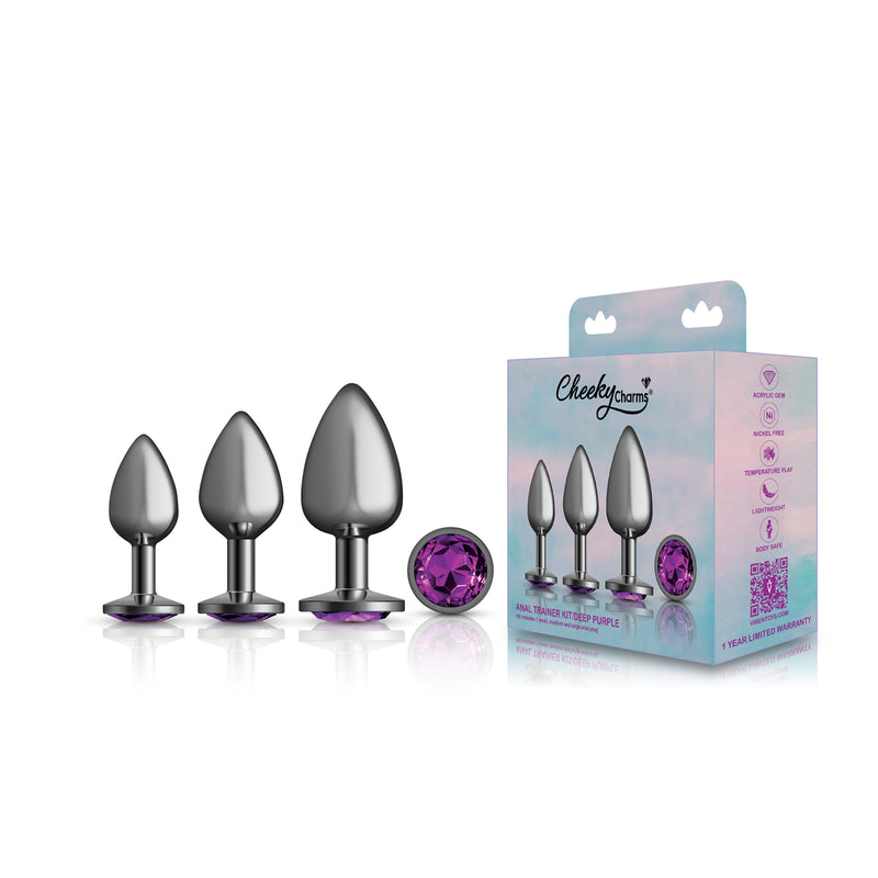 Viben Purple Round Gem Anal Trainer Kit - Gunmetal