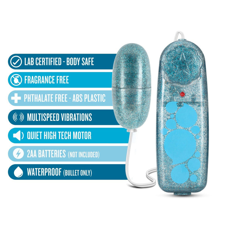 B Yours Glitter Power Bullet Blue 2.25-Inch Vibrating Bullet