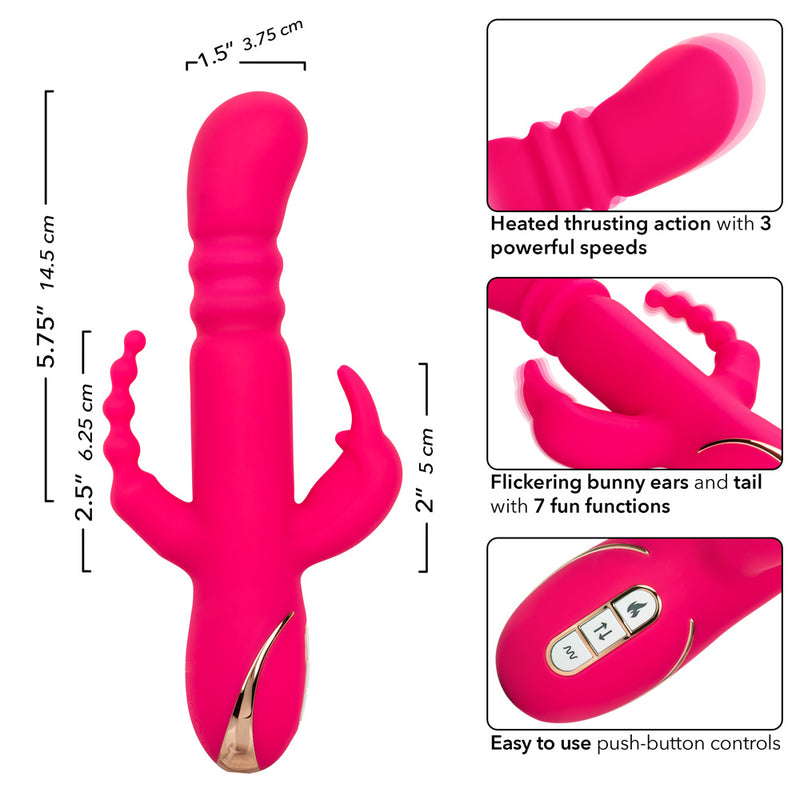 CalExotics Jack Rabbit Signature Heated Silicone Triple Fantasy Rabbit - Pink