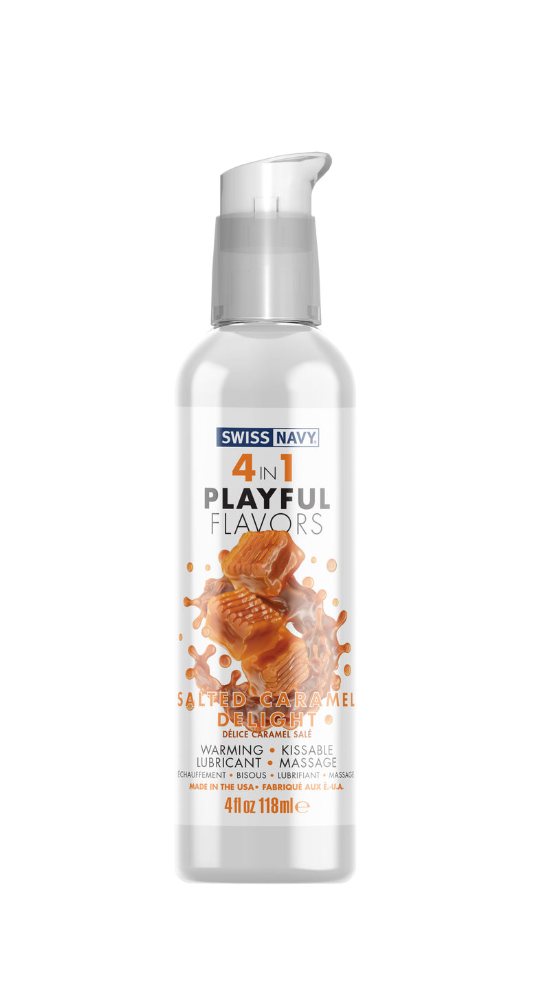 M.D. Science Lab Swiss Navy 4-in-1 Playful Flavors - Salted Caramel Delight - 4 Fl. Oz.