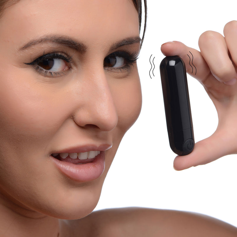 XR Brands 10x Rechargeable Vibrating Metallic Bullet - Black