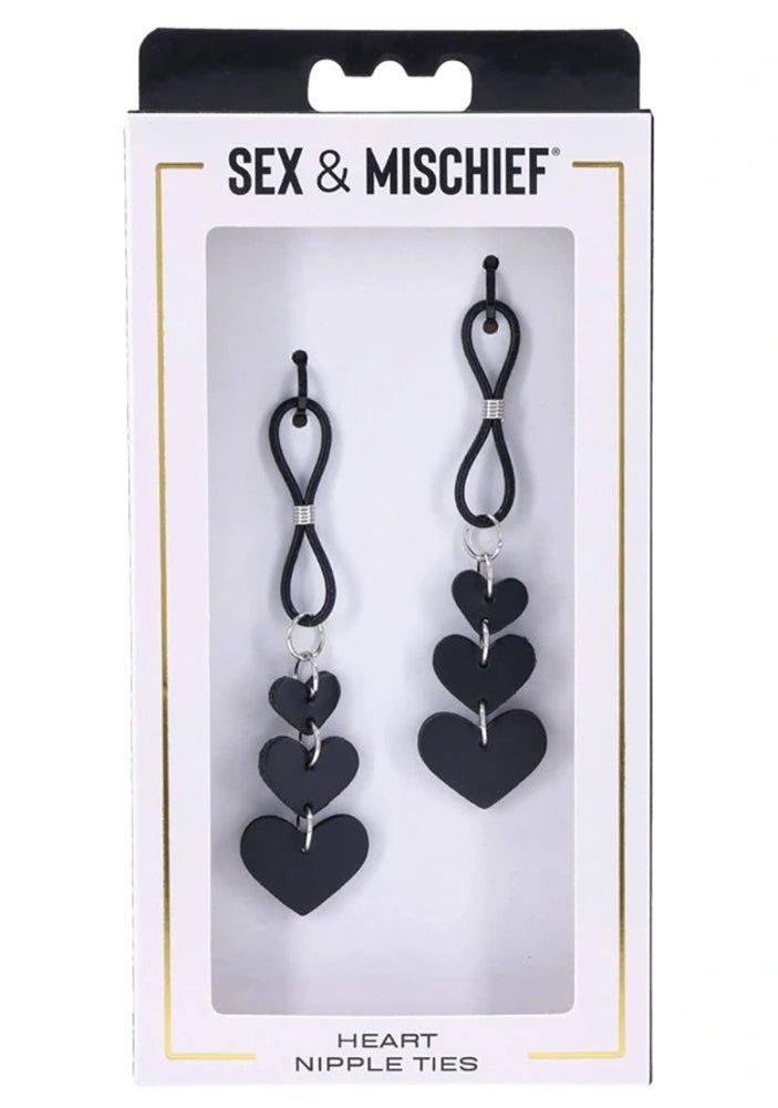 Sportsheets Heart Nipple Ties - Black