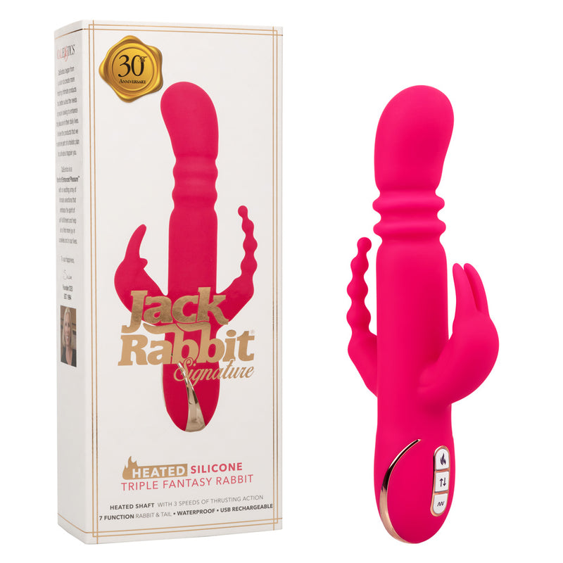 CalExotics Jack Rabbit Signature Heated Silicone Triple Fantasy Rabbit - Pink
