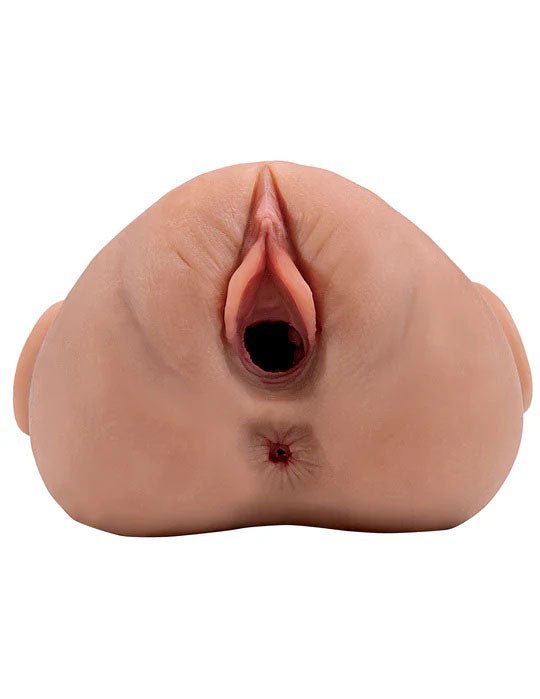 Pipedream PDX Plus Double Pounder Vibrating Squeeze Stroker - Brown - Stroker Masturbator - Realistic Pocket Pussy