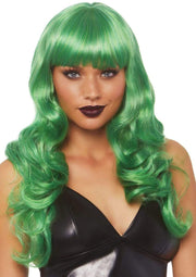 "24 Inch Misfit Long Wavy Bang Wig - Green LA-A2766GRN"