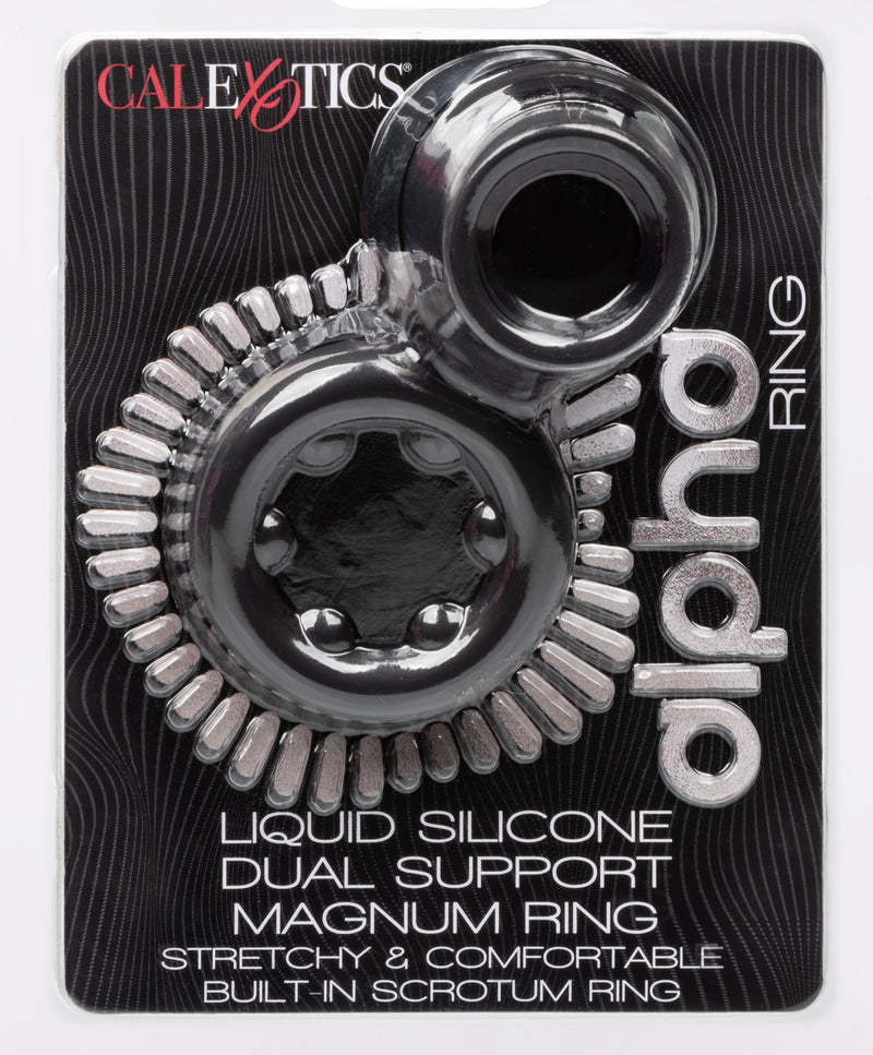 CalExotics Alpha Liquid Silicone Dual Support Magnum Ring - Black