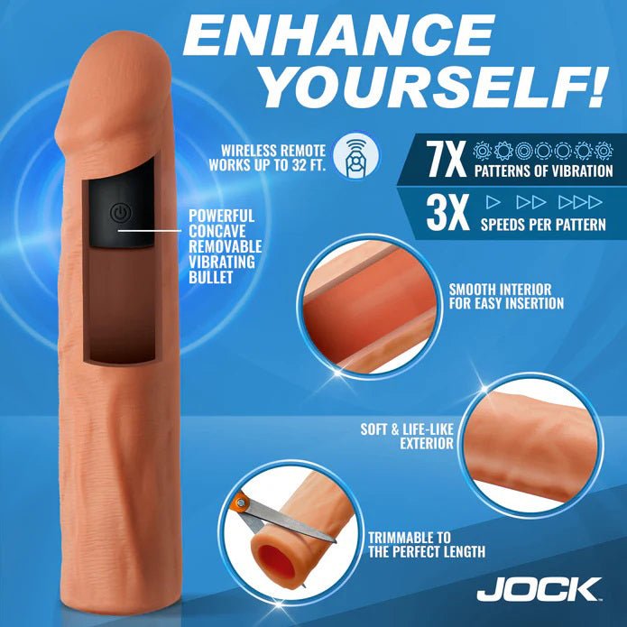 Curve Toys Jock Vibrating Penis Extension with Remote - Medium