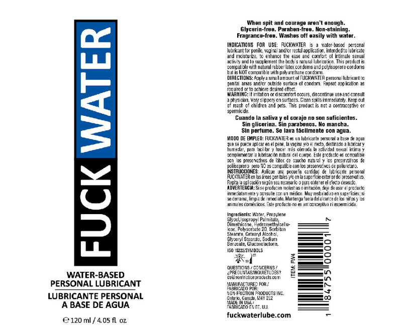 Fuck Water Fuck Water Water-Based Lubricant - 4 Fl. Oz.