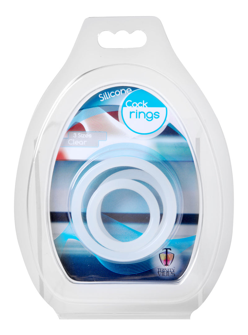 XR Brands Trinity Silicone Cock Rings - Clear