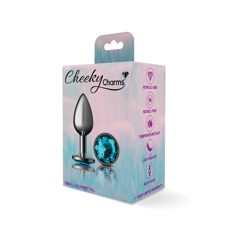 Viben Teal Round Gem Gunmetal Metal Plug - Sm