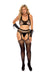 "Crochet Net Cami Top, G-String and Matching Suspender Pantyhose - Black - Qs EM-12190QBLK"
