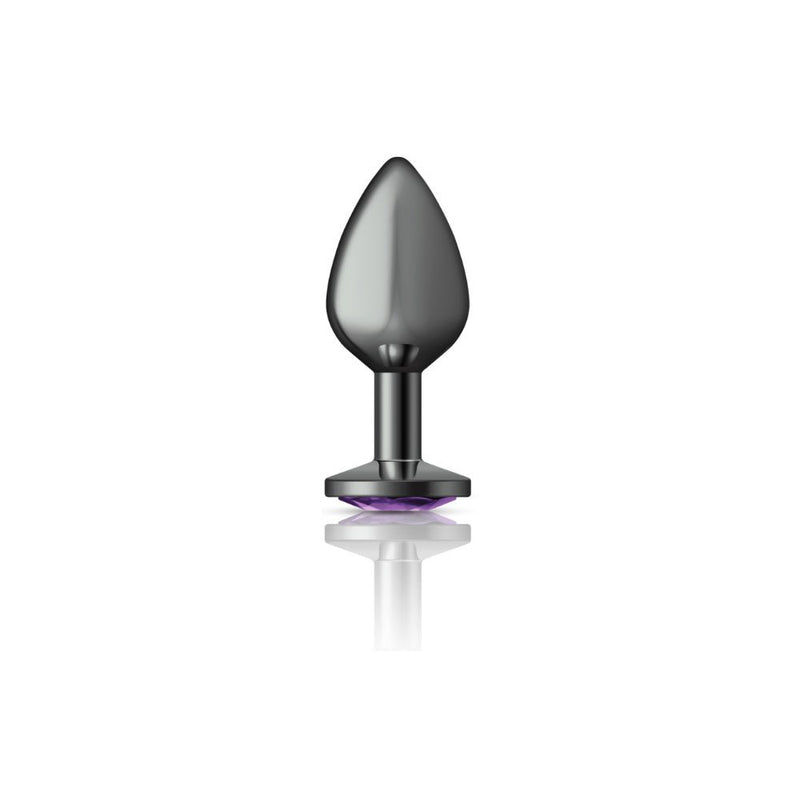Viben Purple Round Gem Gunmetal Metal Plug - Md