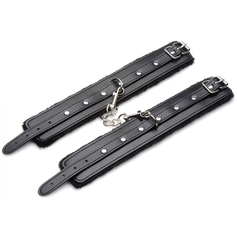 XR Brands Hook Up 10 Piece Plush Bondage Set - Black