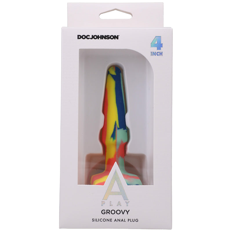Doc Johnson A-Play Groovy Silicone Anal Plug 4 Inch - Sunrise
