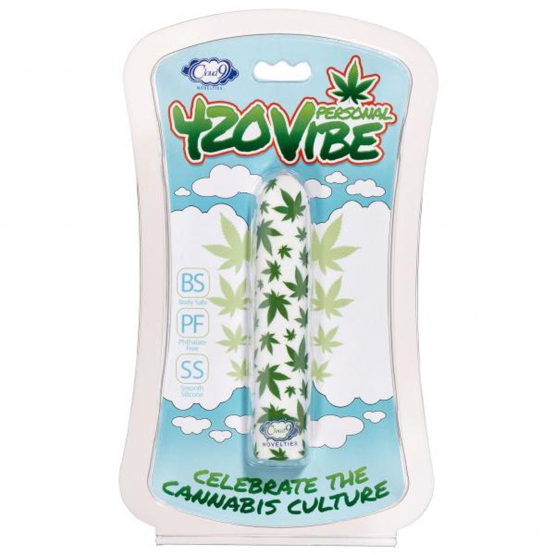 Cloud 9 Novelties 420 Slim Cannabis Leaf Vibe - White/green