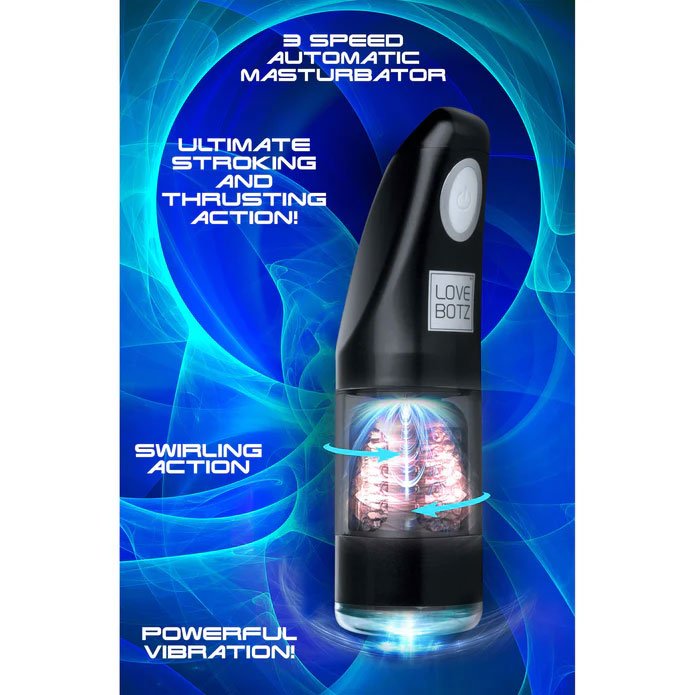 XR Brands Love Botz Ultrabator Thrusting and Swirling Auto Stroker - Automatic Stroker Masturbator - Canister Masturbation Cup