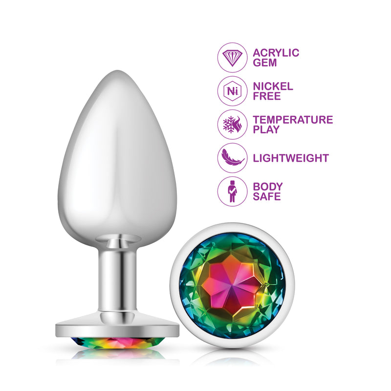 Viben Rainbow Round Gem Silver Metal Plug - Lg
