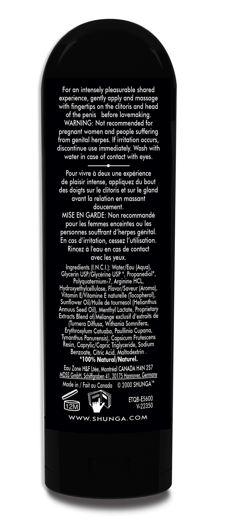 Shunga Lotus Noir - Sensitizing Gel for Lovers - 2 Fl. Oz. / 60 ml
