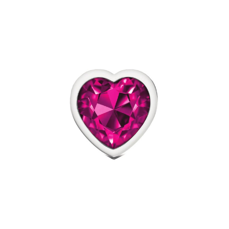 Viben Bright Pink Heart Gem Silver Metal Plug - Md