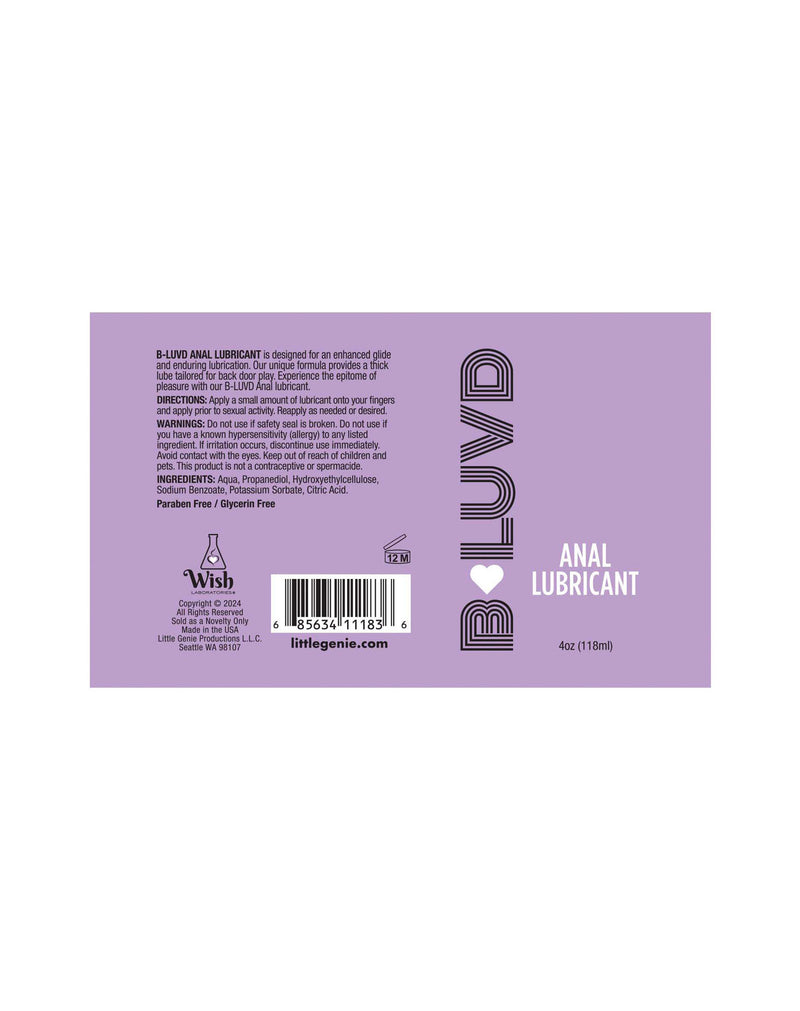 Little Genie B-Luvd Anal Lubricant 4oz
