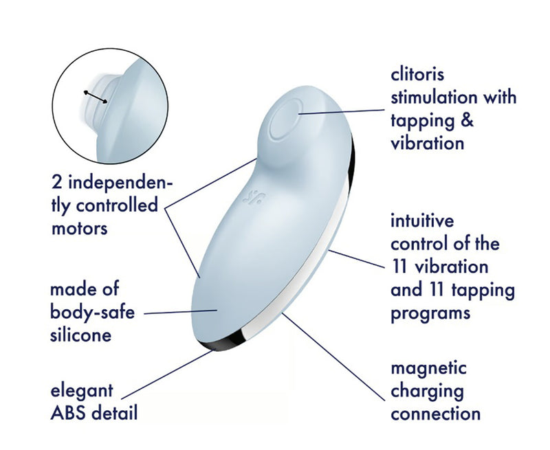 Satisfyer Tap and Climax 2 Vibrator - Blue