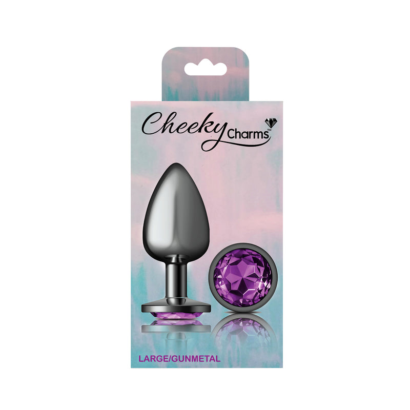 Viben Purple Round Gem Gunmetal Metal Plug - Lg