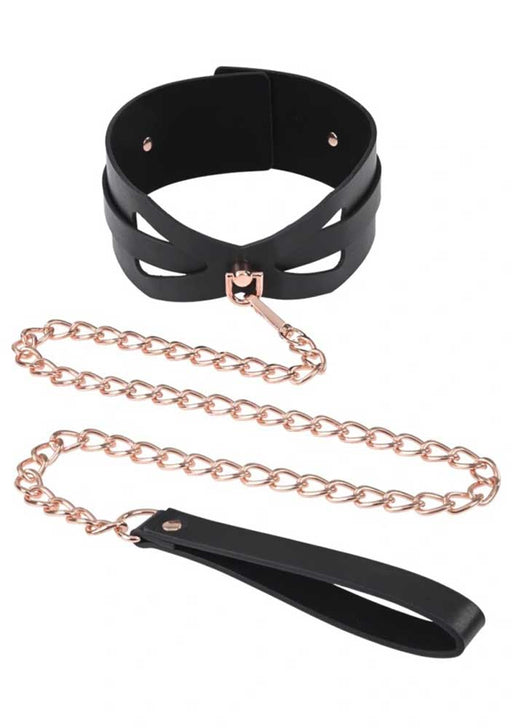 "Brat Collar and Leash - Black / Rose Gold SS09841"