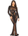 "Black Lace and Net Body Con Gown - With Heart Keyhole Detail - Os LA-86005BLKOS"