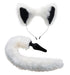 "White Fox Tail Anal Plug and Ears Set TZ-AF603"