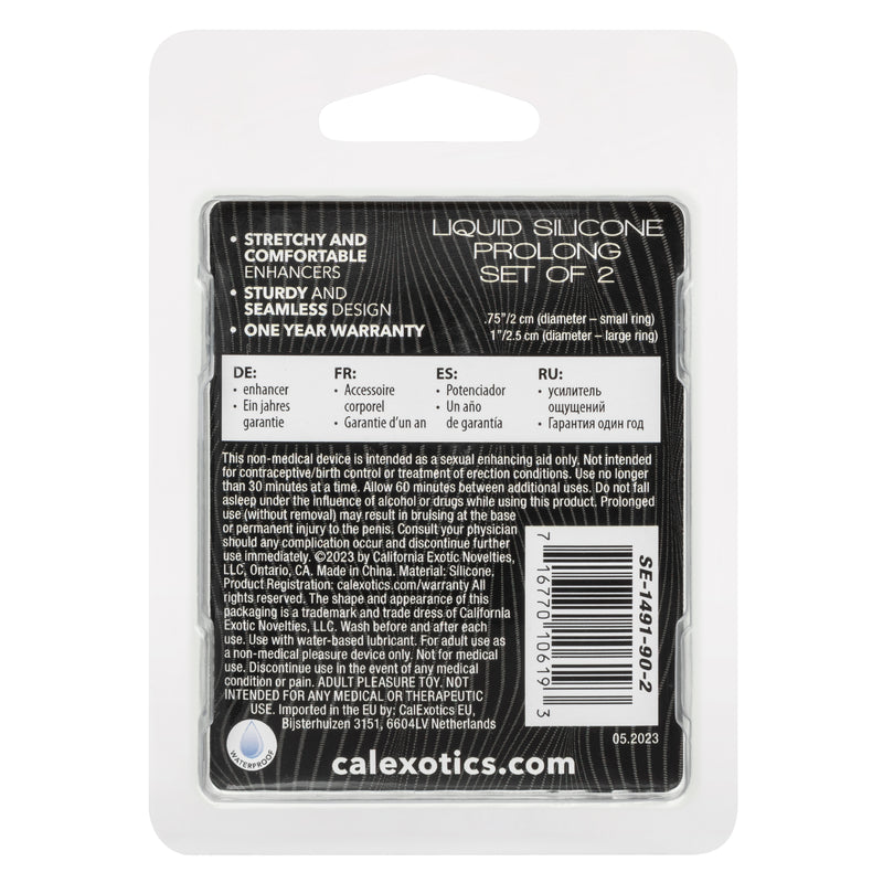 CalExotics Alpha Liquid Silicone Prolong Set of 2 - Black/gray