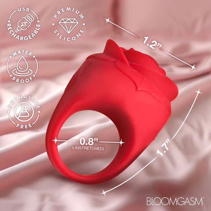 XR Brands Rose Ring Discreet Finger Vibrator - Red