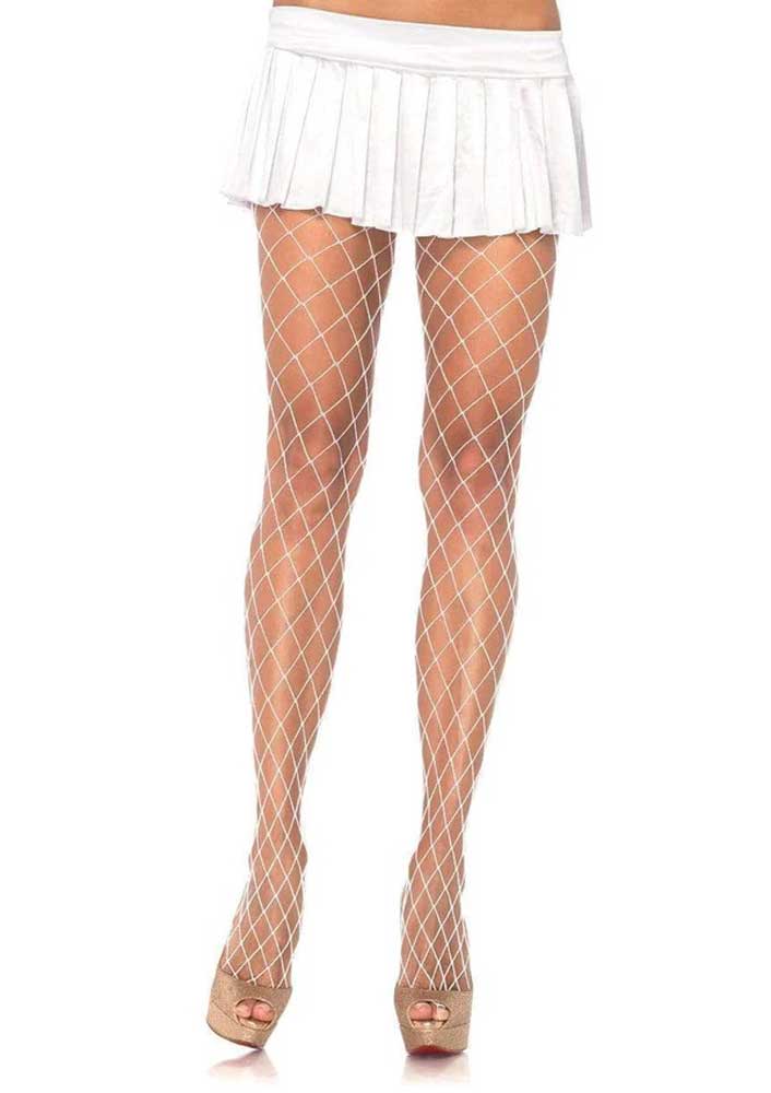 Leg Avenue Xena Spandex Diamond Tights - One Size - White
