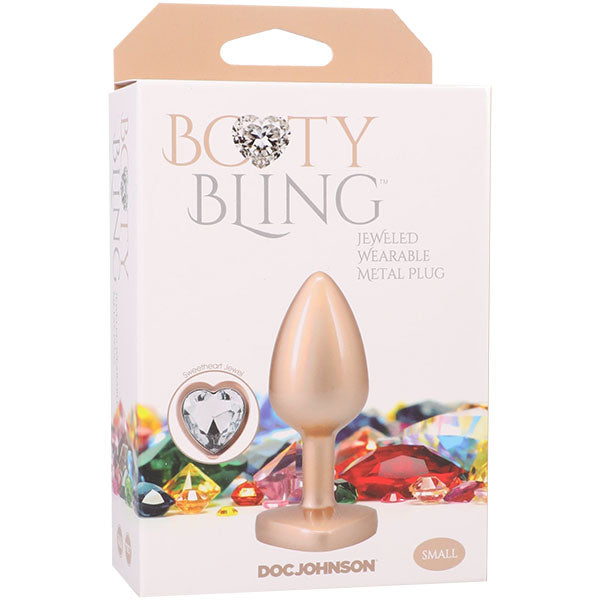 Doc Johnson Booty Bling Metal Heart Plug - Small - Gold