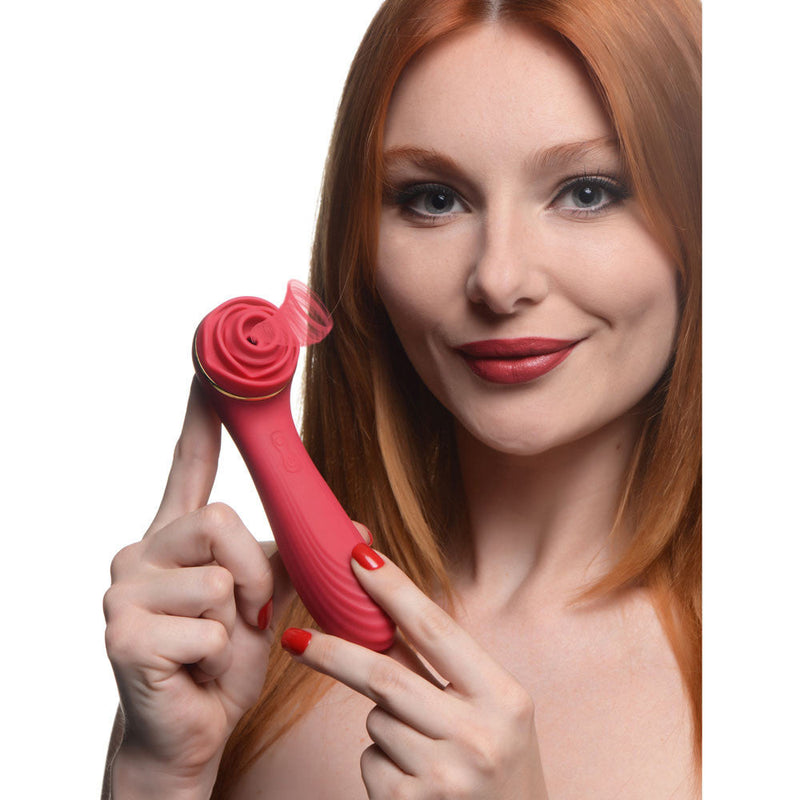 XR Brands Bloomgasm Passion Petals 10x Suction Rose Vibrator - Red
