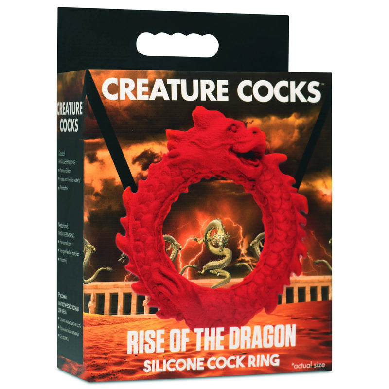 XR Brands Rise of the Dragon Silicone Cock Ring - Red