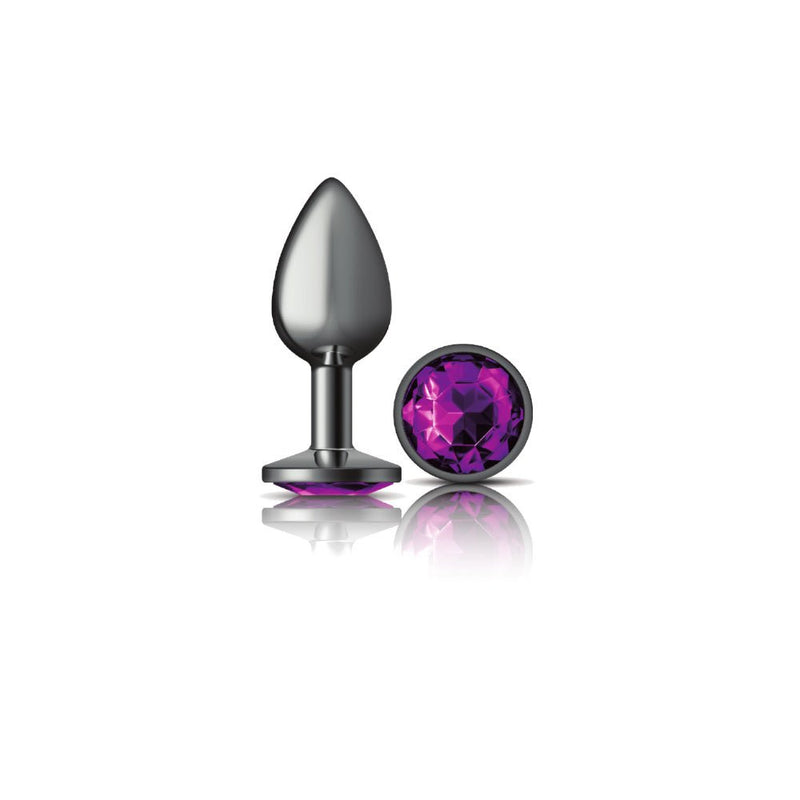 Viben Purple Round Gem Gunmetal Metal Plug - Sm