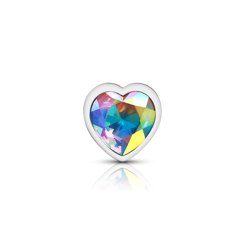 Viben Clear Iridescent Heart Gem Silver Metal Plug - Lg
