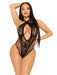 "Keyhole Crossover Halter Teddy O/s - Black LA-89313BLKOS"