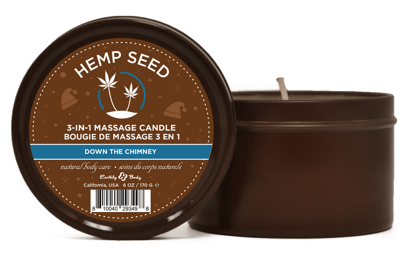 "Hemp Seed 3-in-1 Massage Candle Down the Chimney 6oz/ 170 G EB-HSCH021B"