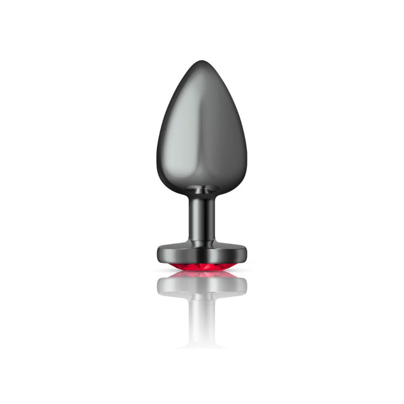 Viben Deep Red Heart Gem Gunmetal Metal Plug - Lg