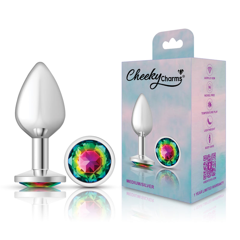 Viben Rainbow Round Gem Silver Metal Plug - Md