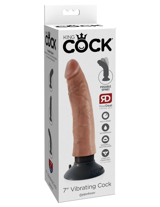 King Cock 7" Vibrating Cock - Tan | AdultSex.Toys