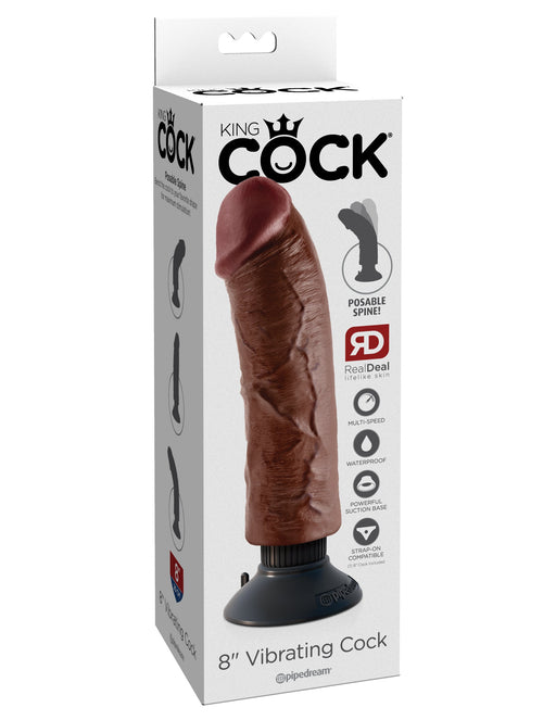 King Cock 8" Vibrating Cock - Brown | AdultSex.Toys