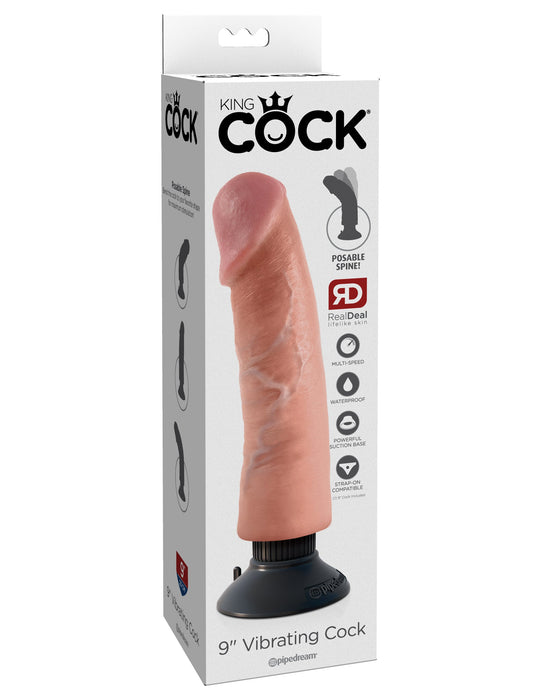 King Cock 9" Vibrating Cock - Light | AdultSex.Toys