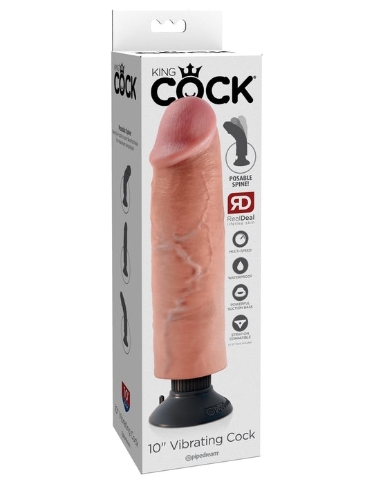 King Cock 10" Vibrating Cock - Light | AdultSex.Toys