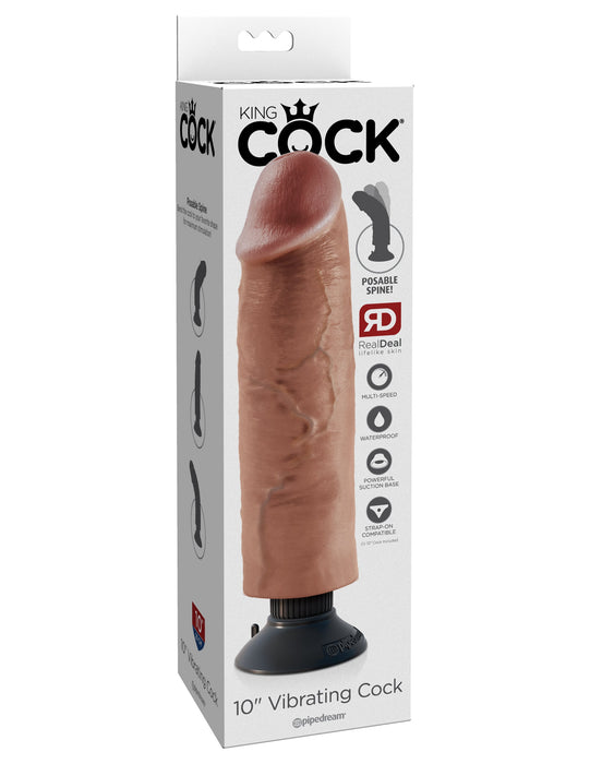 King Cock 10" Vibrating Cock - Tan | AdultSex.Toys