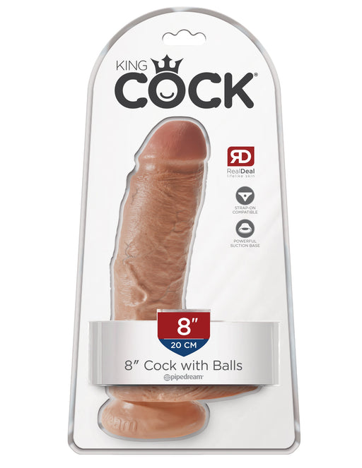 King Cock 8" Cock with Balls - Tan | AdultSex.Toys