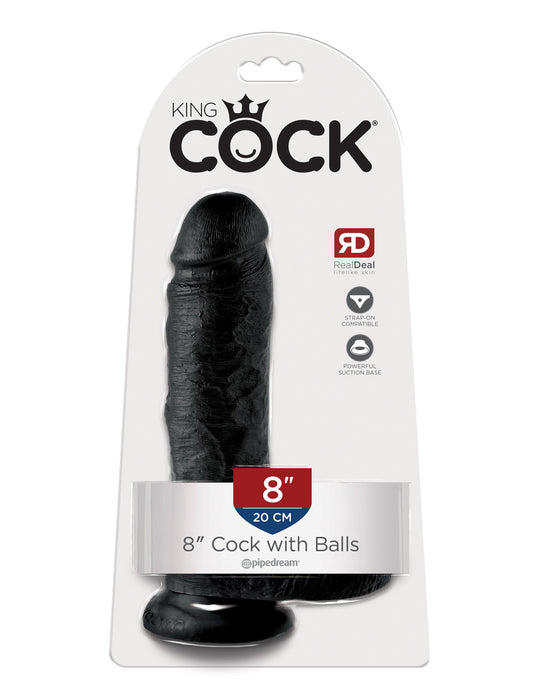 King Cock 8" Cock with Balls - Black | AdultSex.Toys