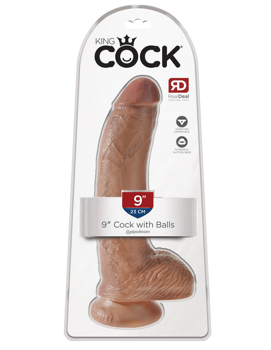 King Cock 9" Cock with Balls - Tan | AdultSex.Toys